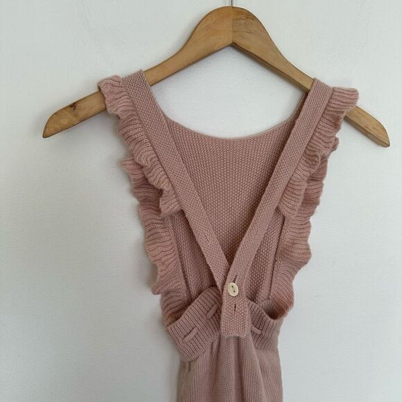 Holley + Sage Little Girls Pale Dusty Pink Merino Wool Made in Peru Knit Romper - Picture 9 of 13